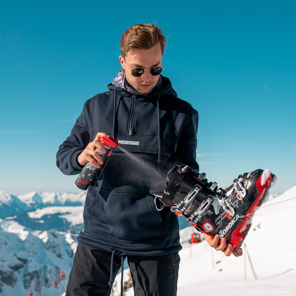 Sukkirispray voor in de skischoenen tijdens wintersport